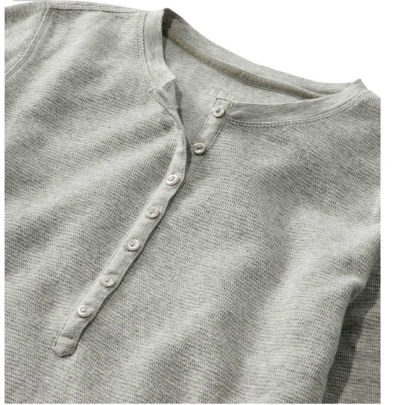 L.L. Bean Heather Gray Henley Top - Picture 6 of 7